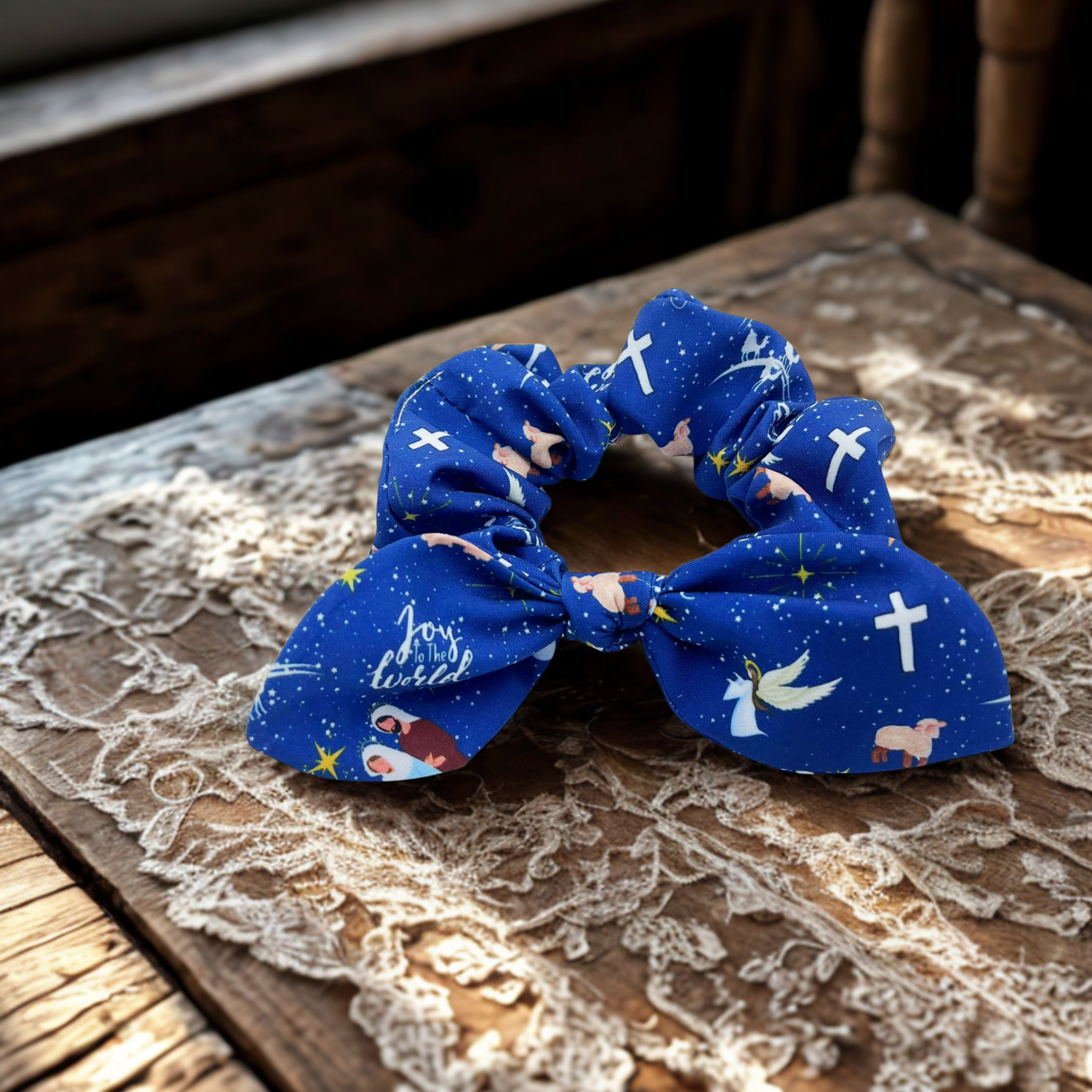 Christmas Nativity Pre-Tied Bow Strip and Scrunchie Collection