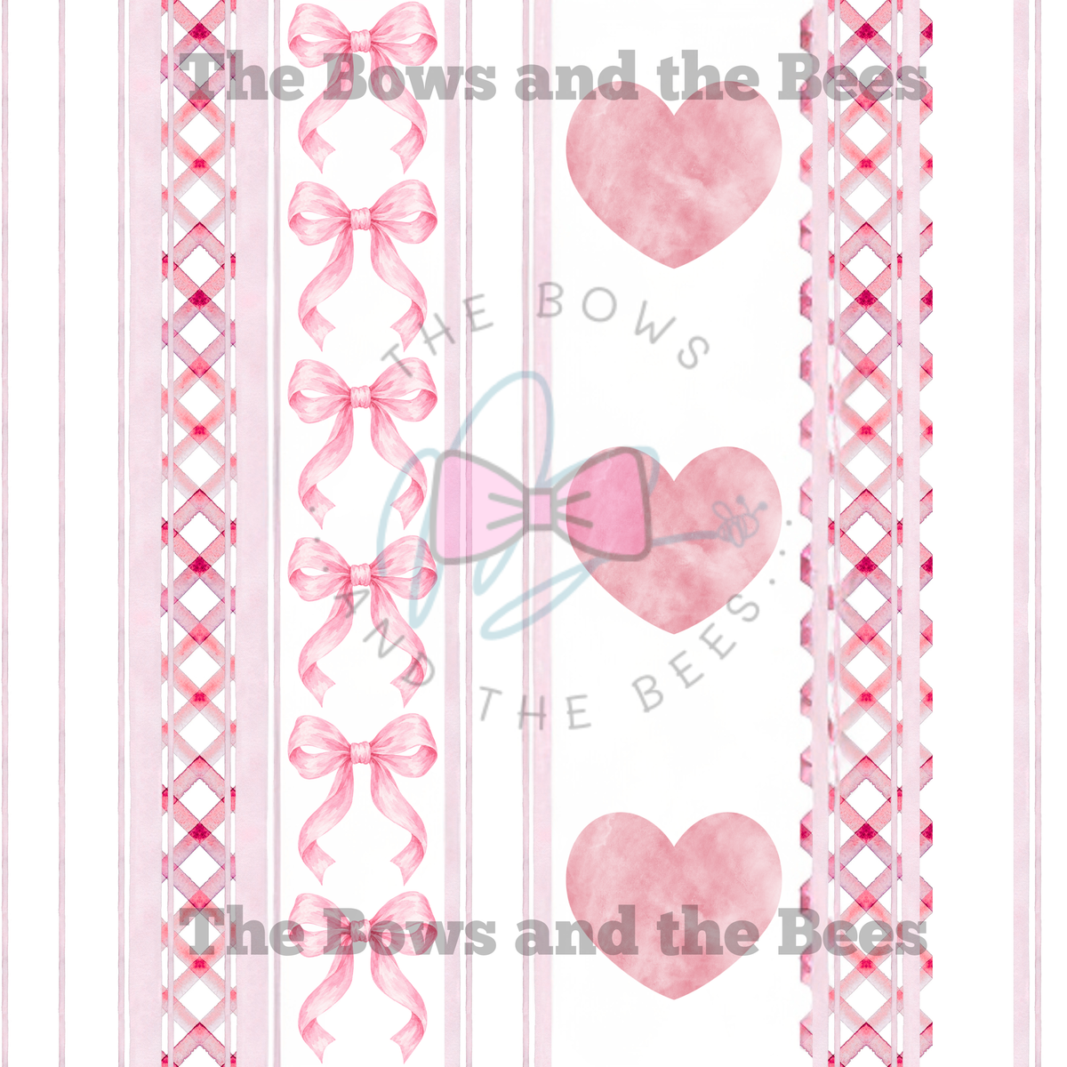 Wicker Stripes Hearts and Bows | Valentine’s Coquette Seamless Pattern