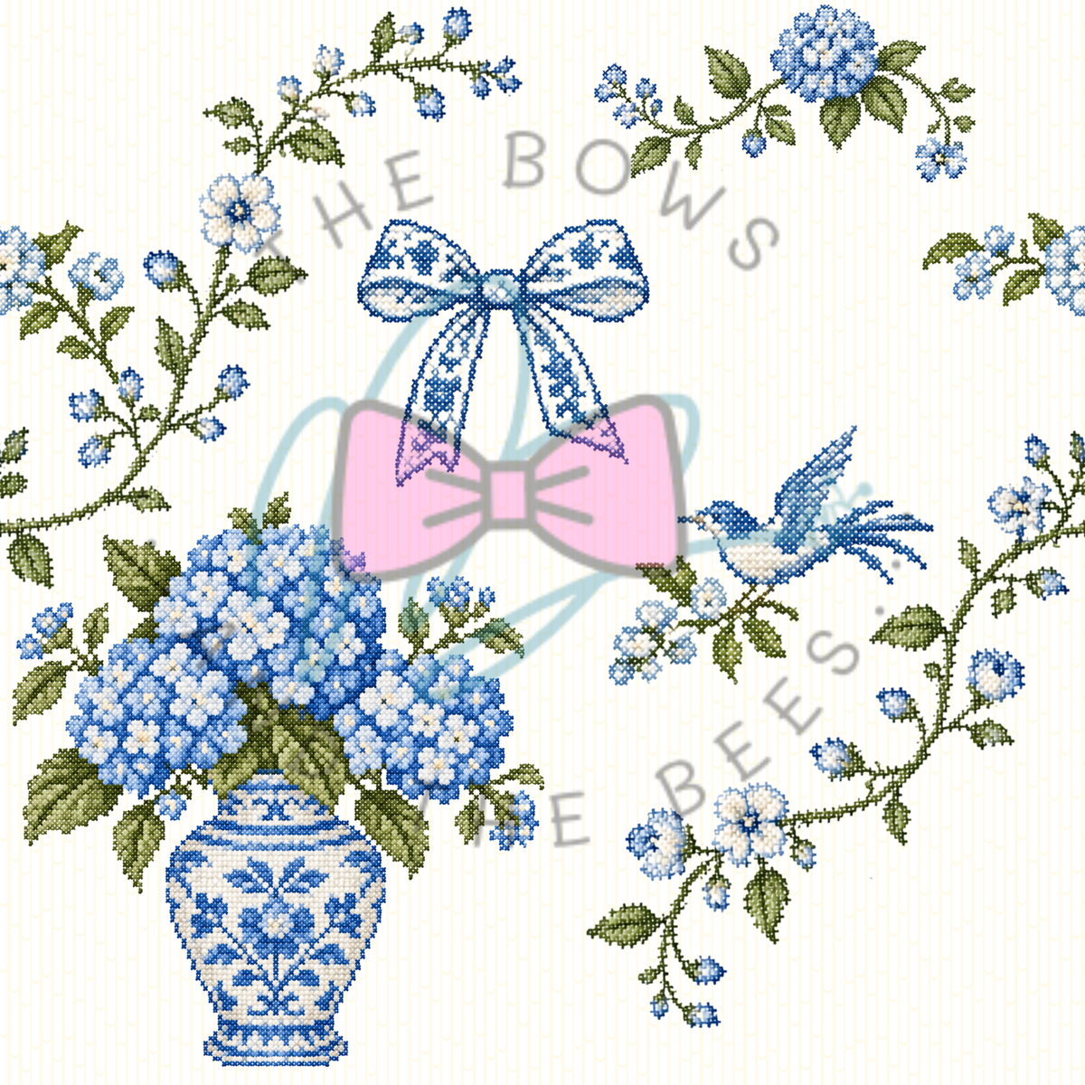 Chinoiserie Sampler | Cross-stitch Seamless Pattern