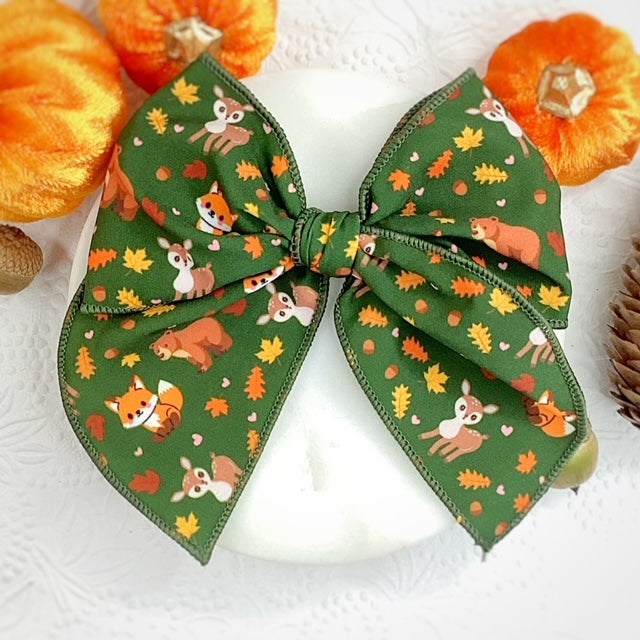 Fall Forest Friends Bow Strip and Scrunchie Collection