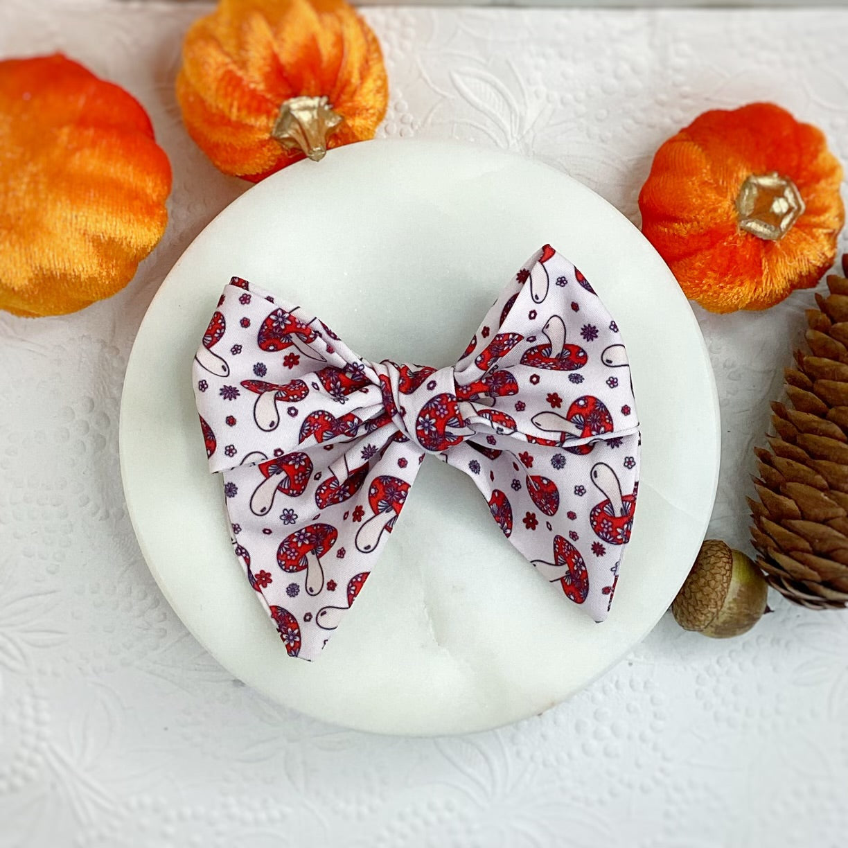 Floral Mushrooms Bow Strip and Scrunchie Collection