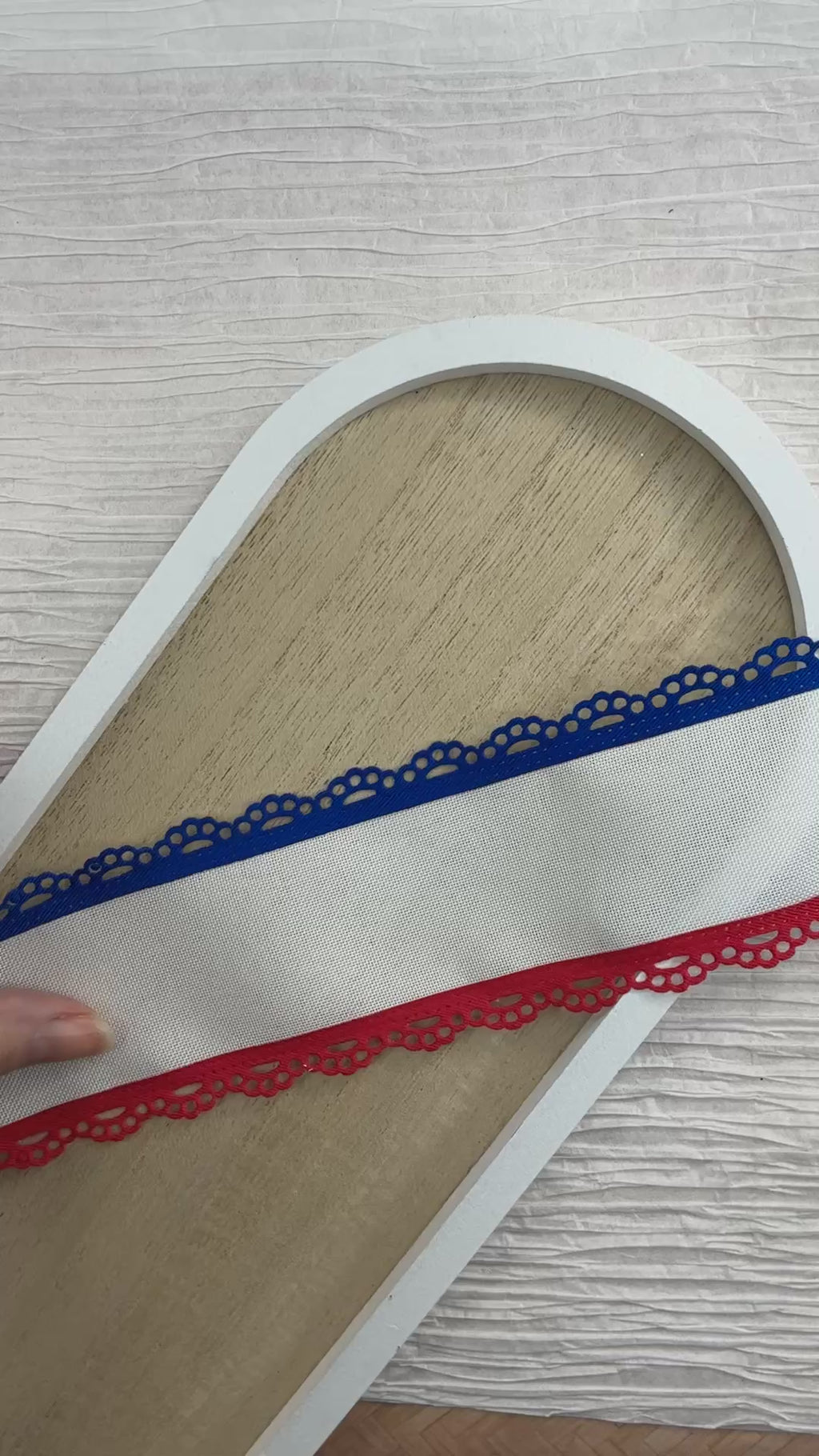 2.5” Red White and Blue Burlap and Twill Scalloped Ribbon