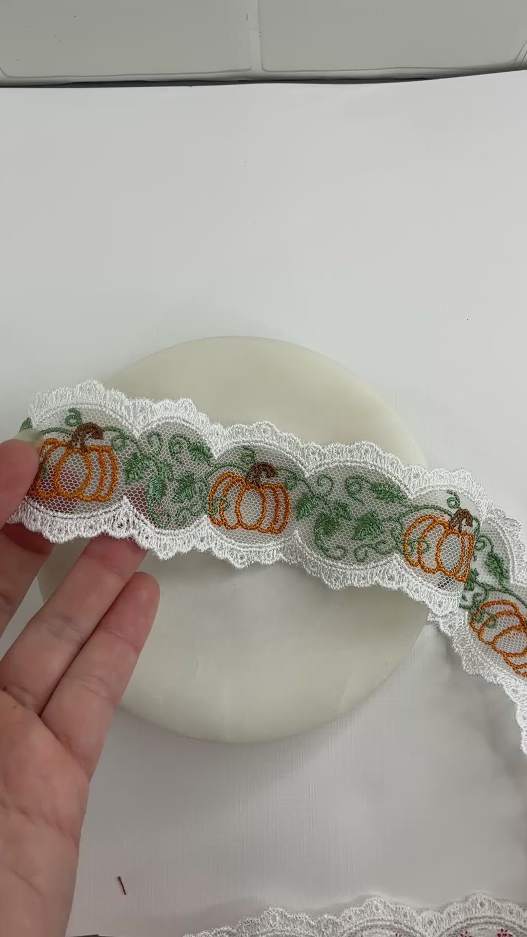 Pumpkin and Vine Silhouette Bow Lace - RTS