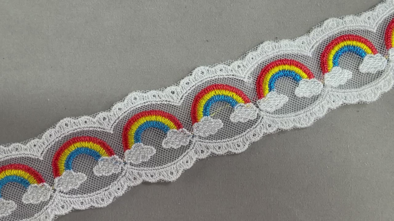 Classic Primary Color Rainbows Bow Lace- RTS