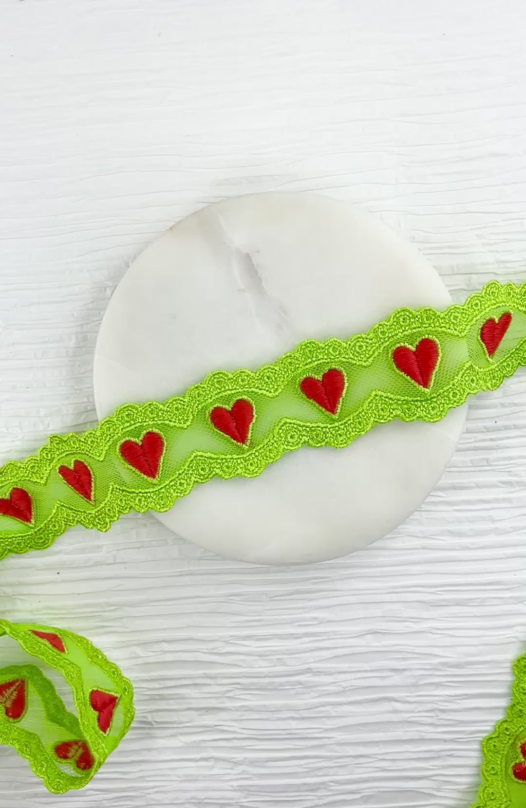 Mean Green Heart Silky Bow Lace - RTS