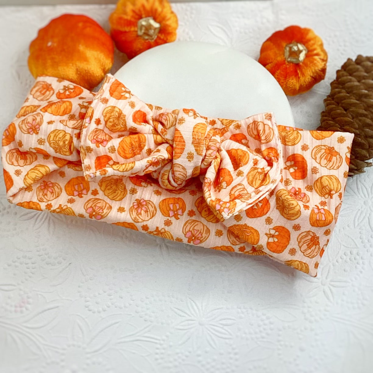 Pumpkin Patch Bow Strip, Baby Headwrap and Scrunchie Collection