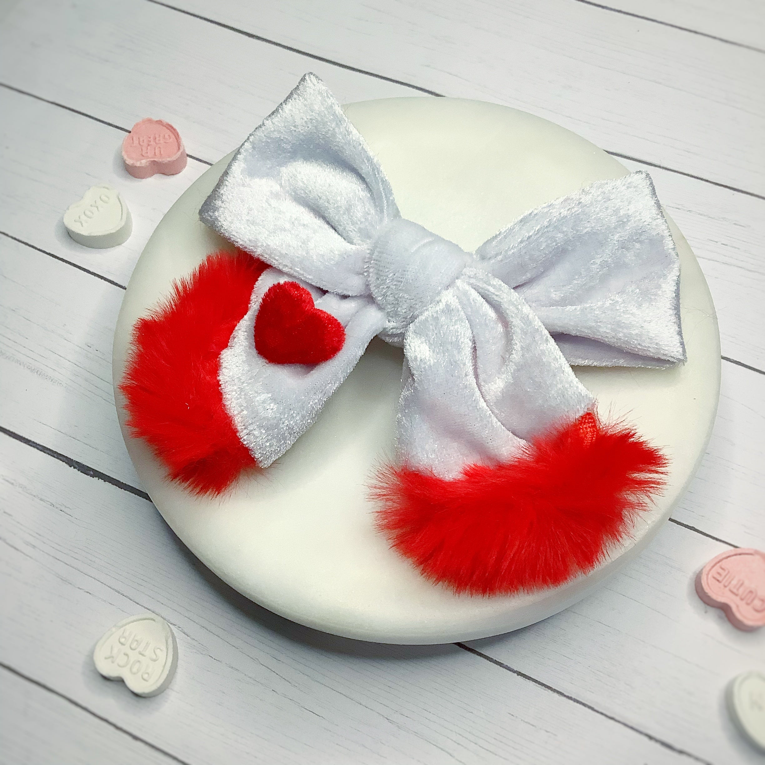My Fuzzy Valentine Velvet and Fur Trimmed Pre-Tied Bow Strip Collection