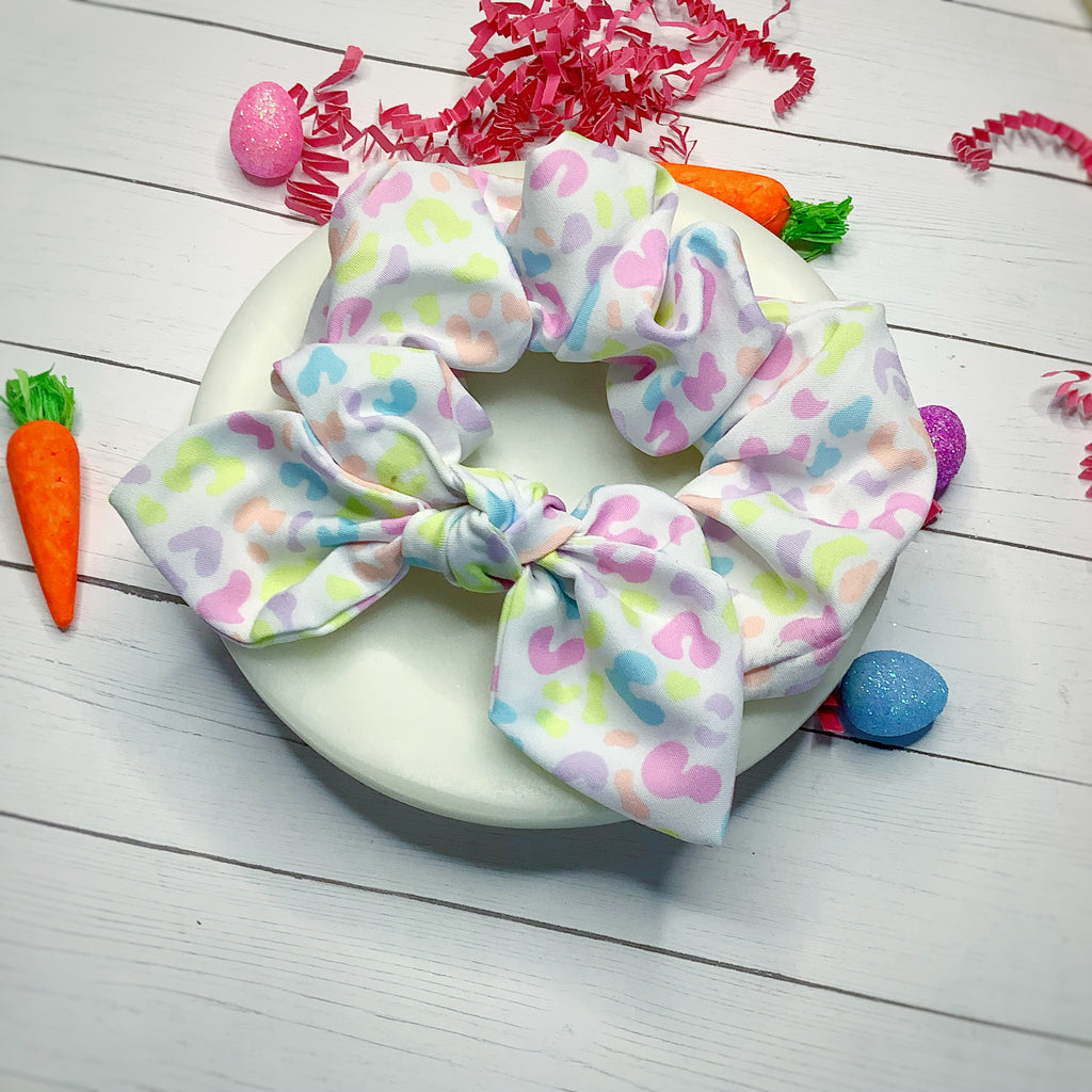 Pastel Leopard Quinn Scrunchie and Bow Collection
