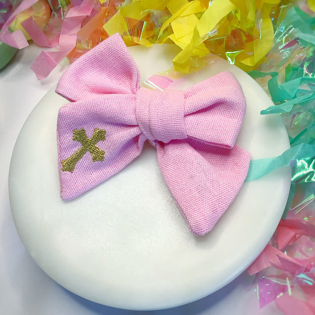 Embroidered Easter Sunday Hand Tied Bows