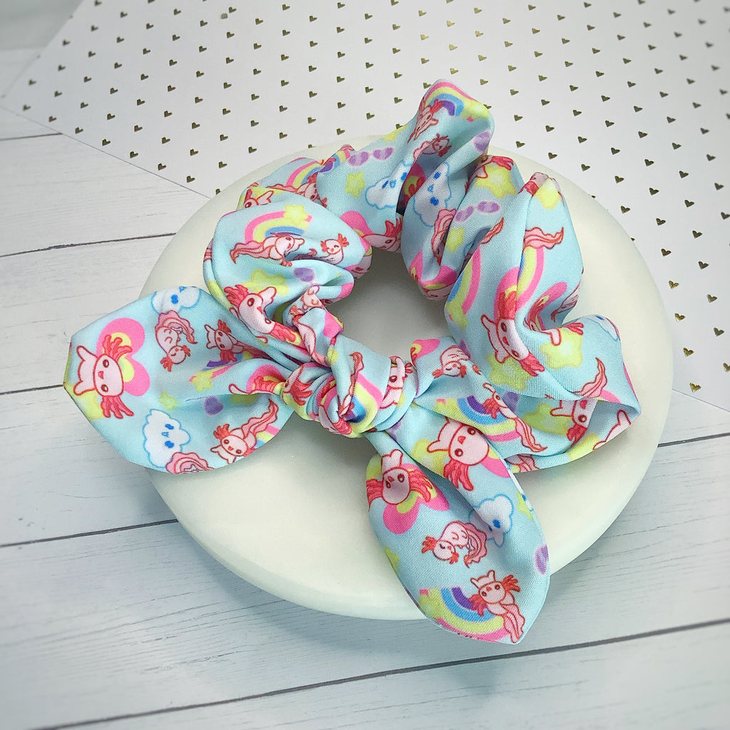 Adorable Axolotl Bow Strip and Scrunchie Collection