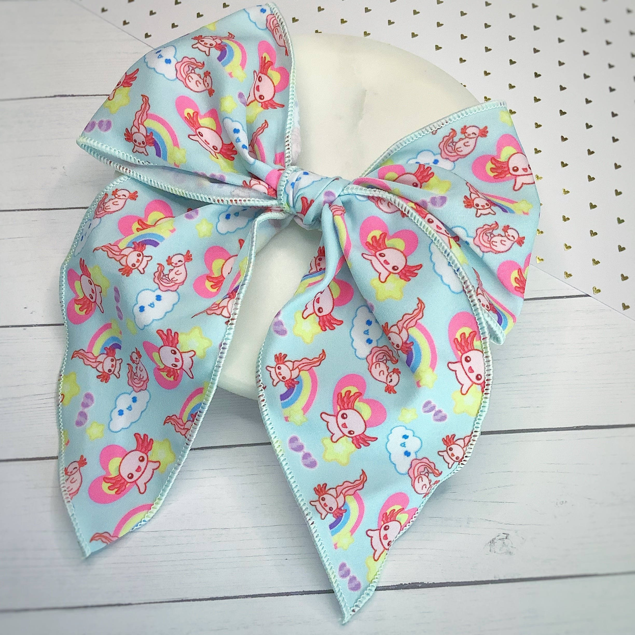 Adorable Axolotl Bow Strip and Scrunchie Collection