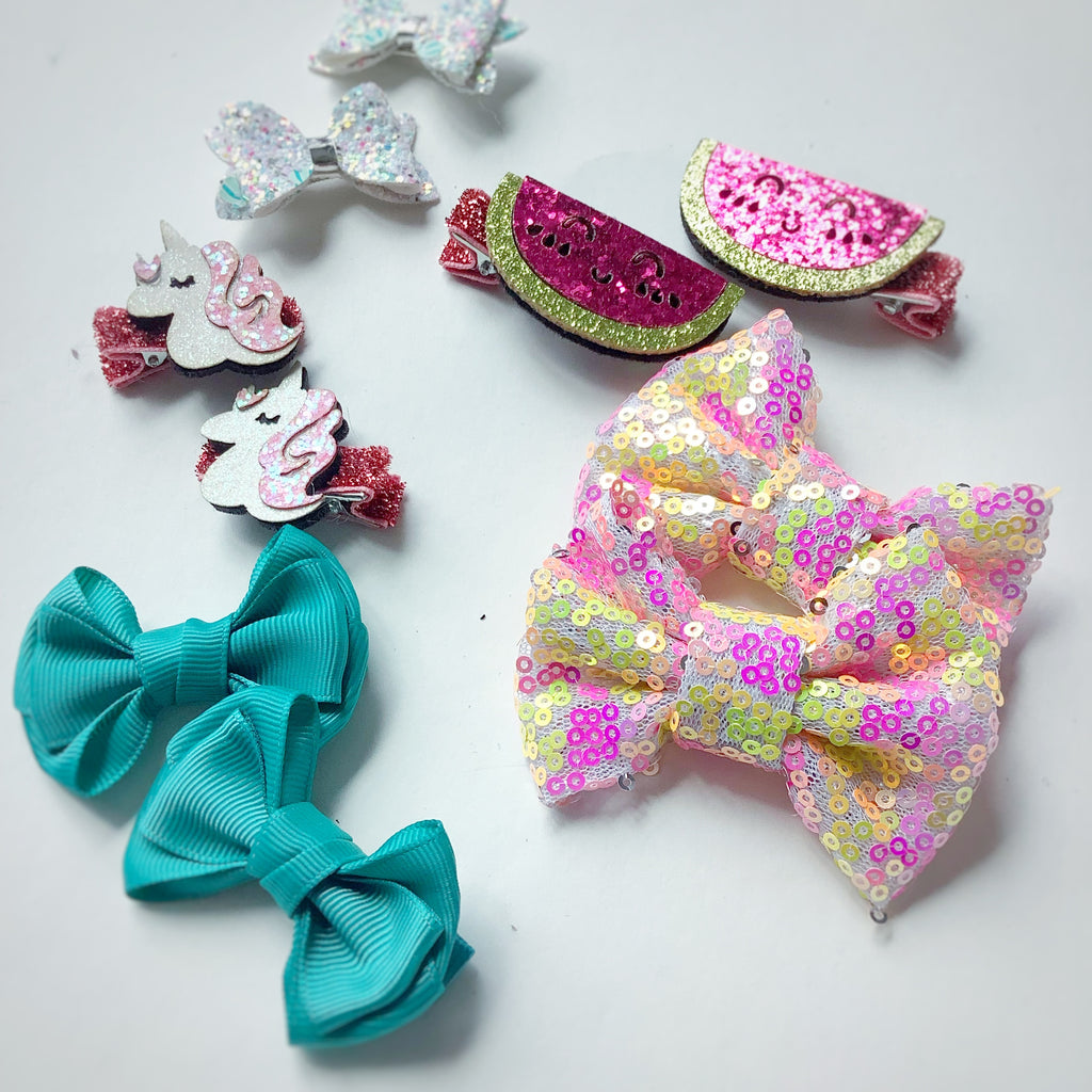 5 Pair Mystery Bundle- Pigtail Clips and/or Bows