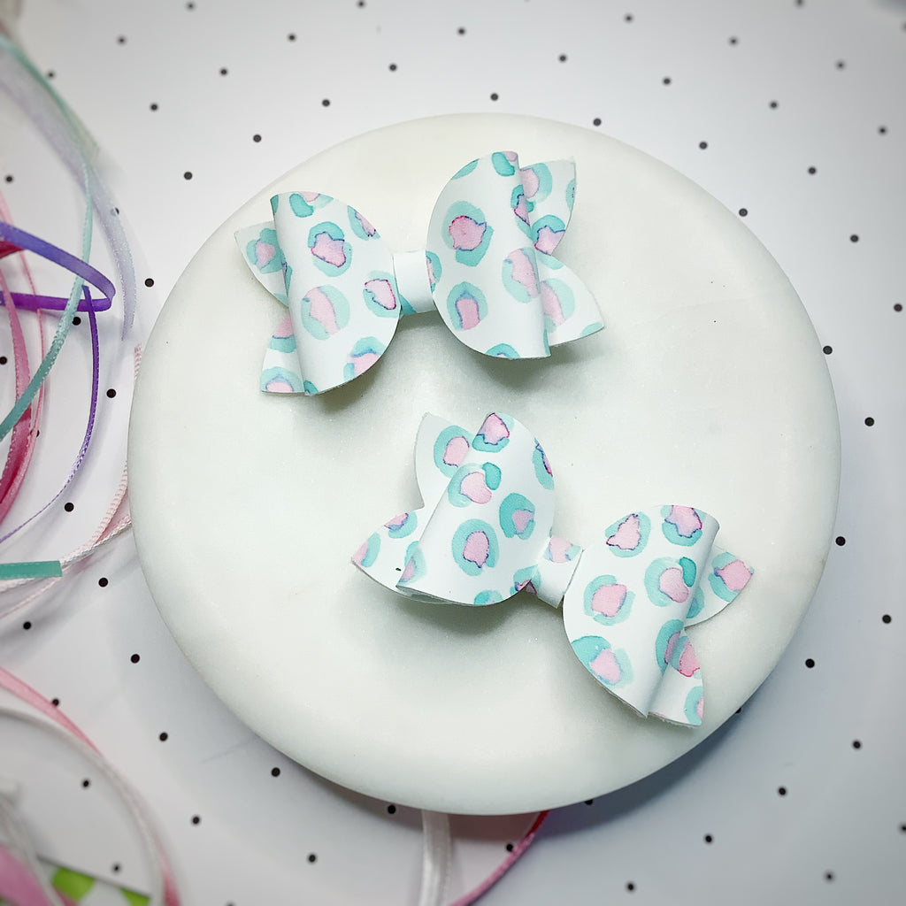 Watercolor Spots Riley Pigtail Bows