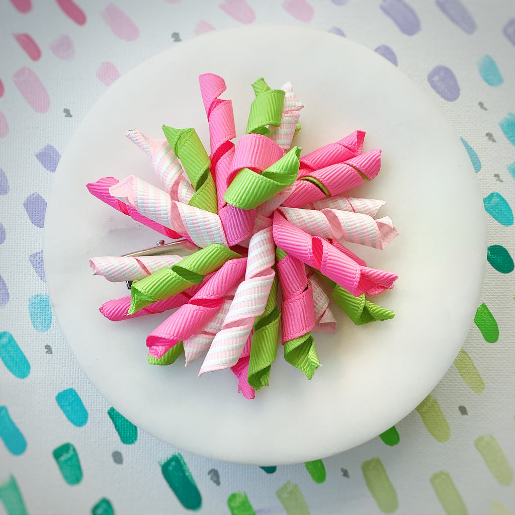 Pink and Lime Korker Bows