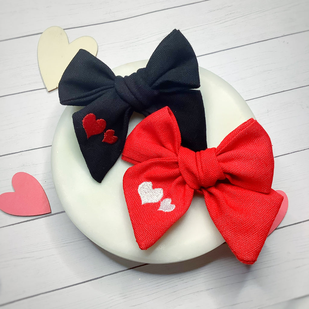 Embroidered Hearts Bow Strip Collection