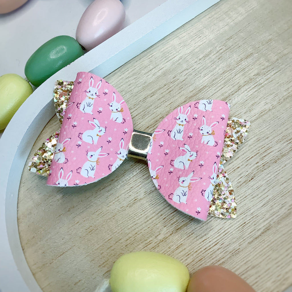 Pink and Gold Bunnies Bow