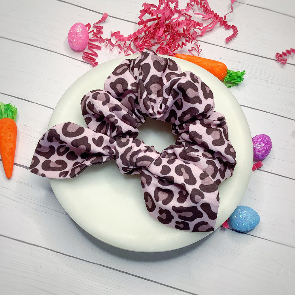 Pink Leopard Quinn Scrunchie and Bow Collection