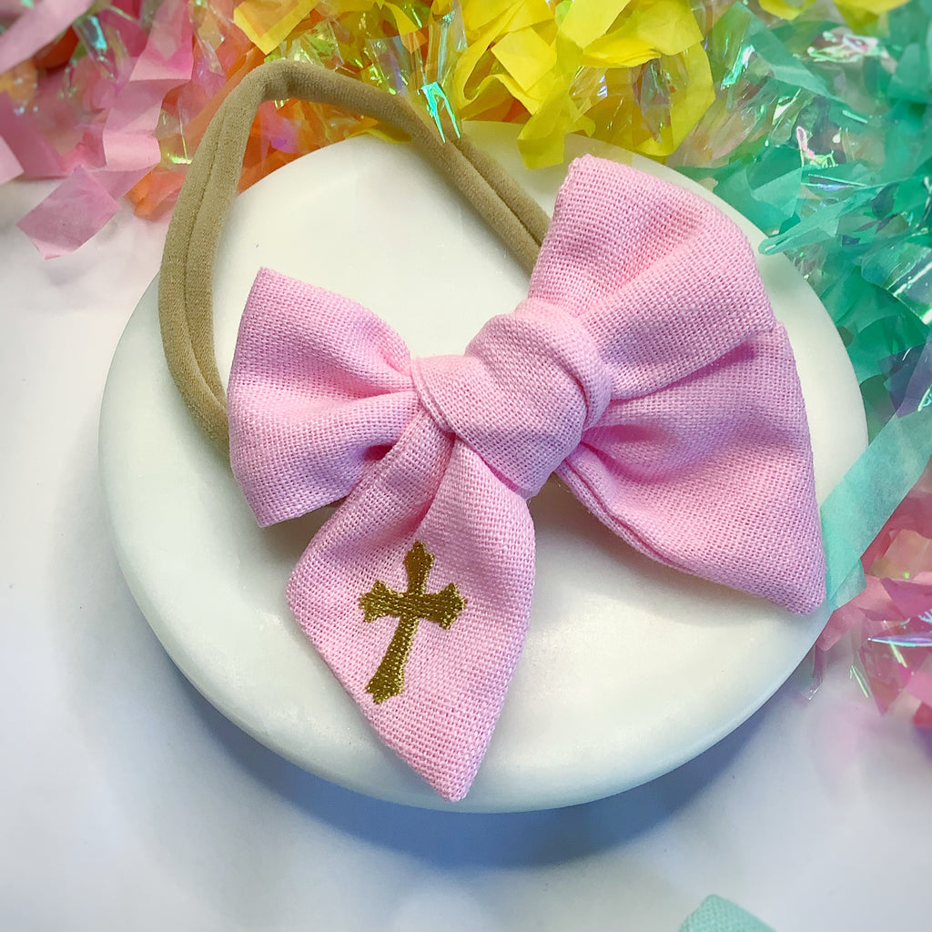 Embroidered Easter Sunday Hand Tied Bows