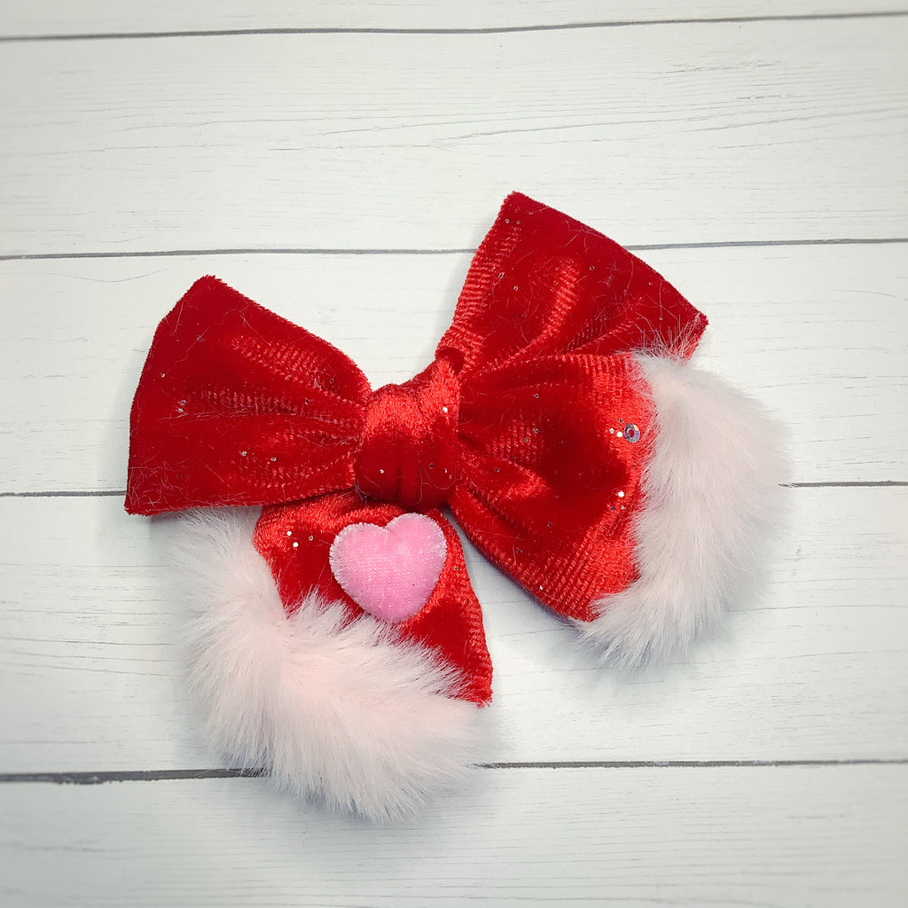 My Fuzzy Valentine Velvet and Fur Trimmed Pre-Tied Bow Strip Collection