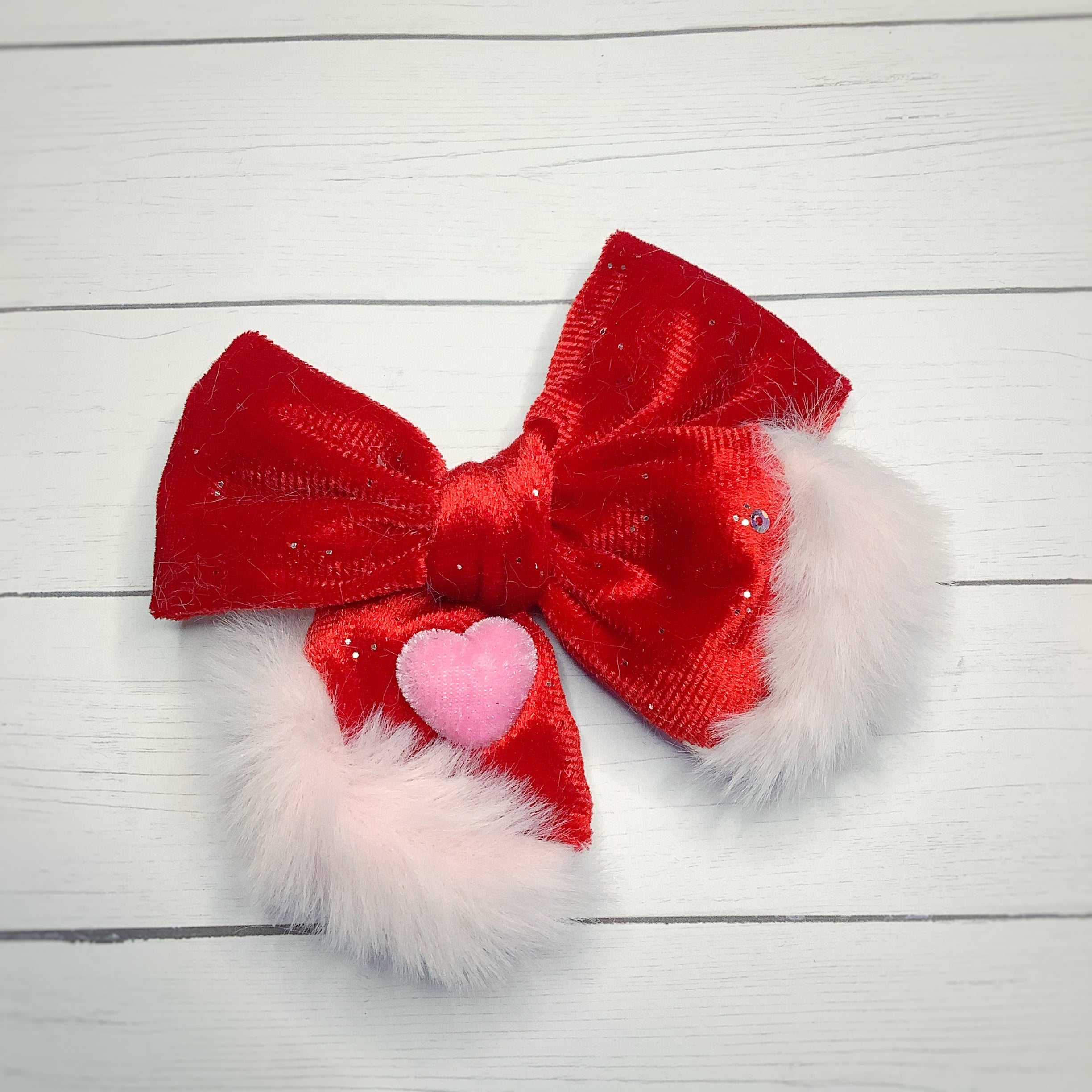 My Fuzzy Valentine Velvet and Fur Trimmed Pre-Tied Bow Strip Collection