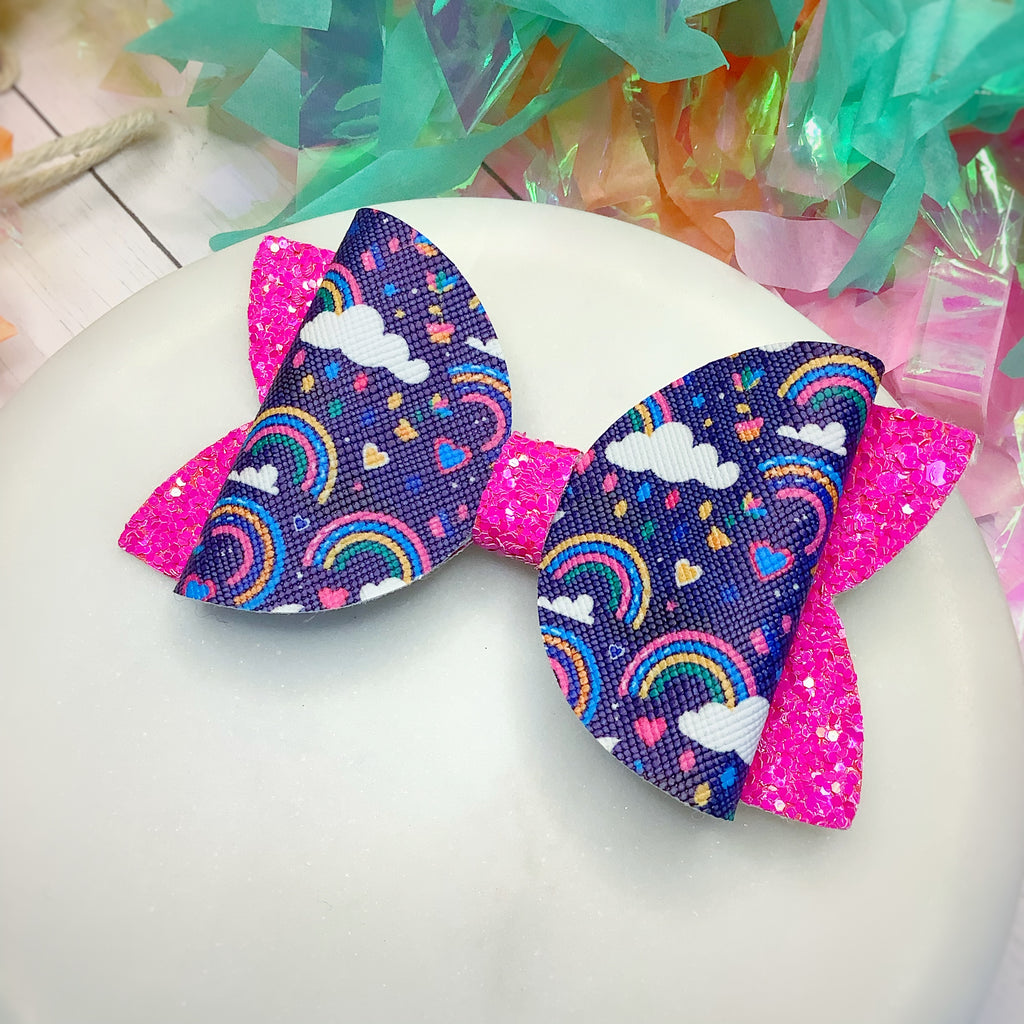 Dark Rainbows Riley Bow and 3.5” Faux Leather Bow Collection
