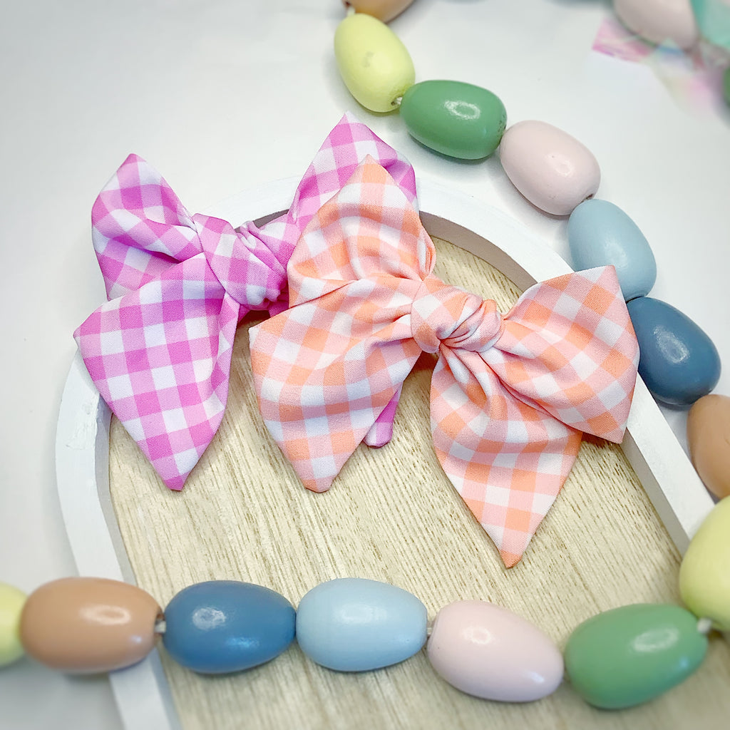 Gingham Brights Hand Tied Bow and Quinn Scrunchie Collection