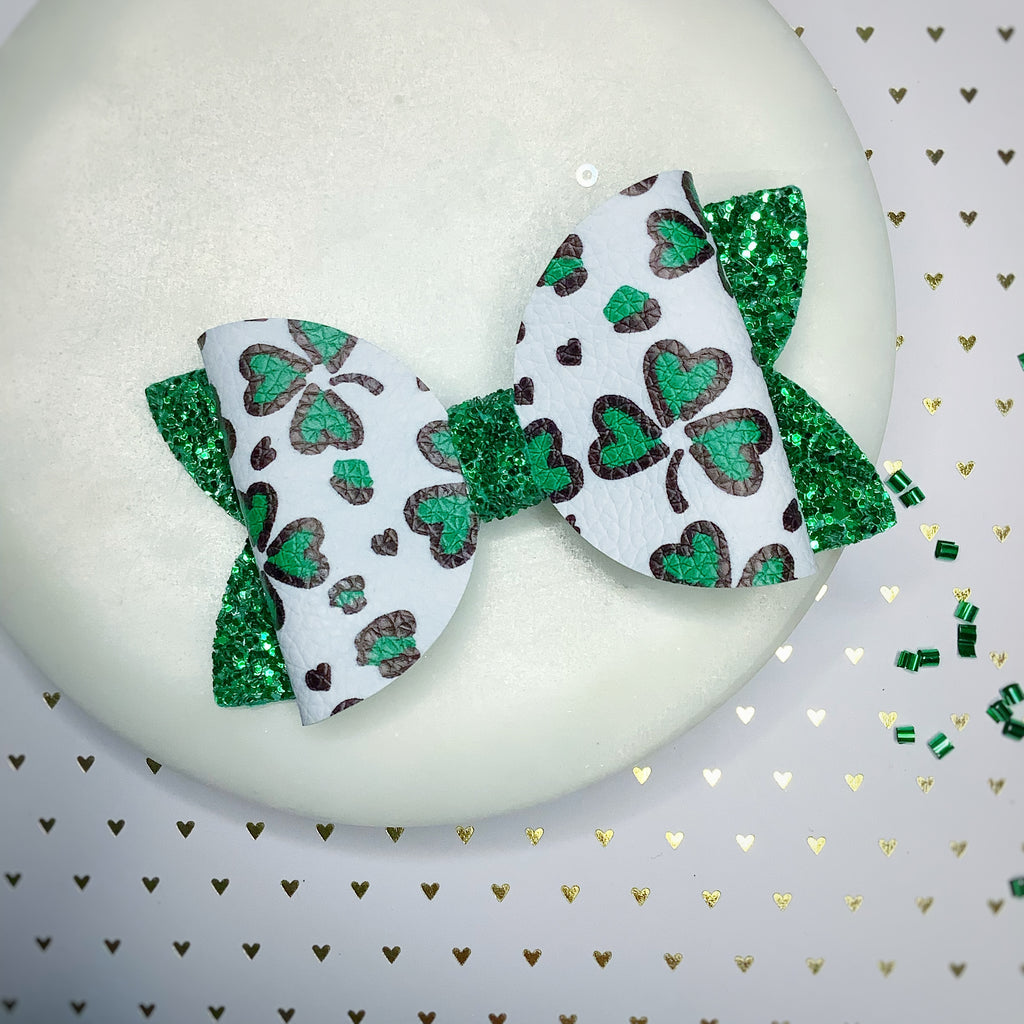 Leopard Shamrock Faux Leather Bow Collection