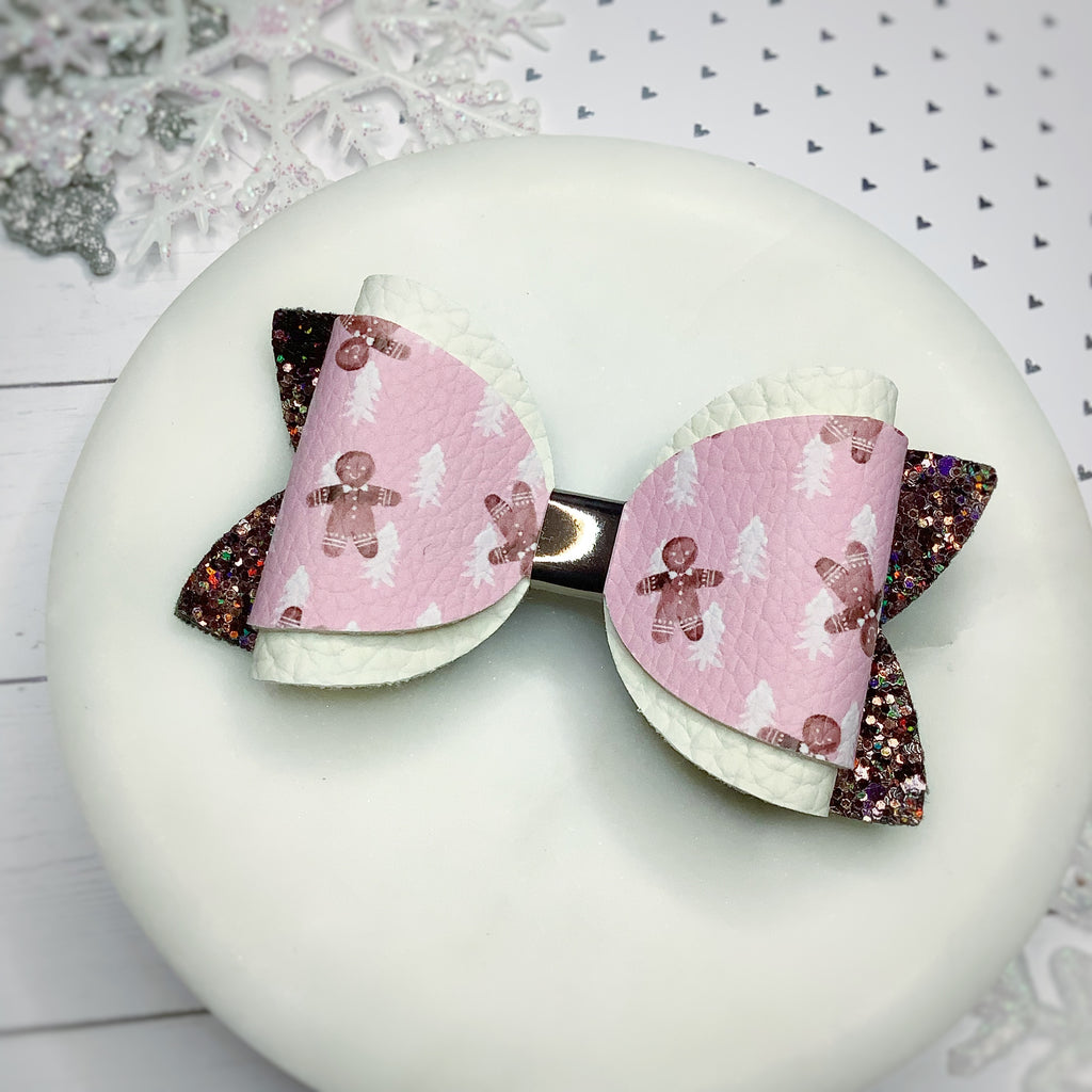 Pink Gingerbread Men Micro Mini Bow and 3.5” Bow Collection